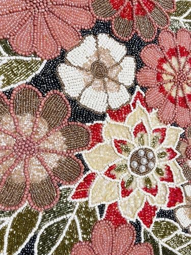 Beaded Table Runner Decorative Hand Glitz Rustic Farmhouse for Fall Harvest aurumn Thanksgiving Christmas - 13x36 Inch - Maroon Multi - Image 3