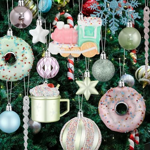 Halloscume 70 Pcs Christmas Tree Ornament Dessert Cupcake Candy, Cute - Image 5