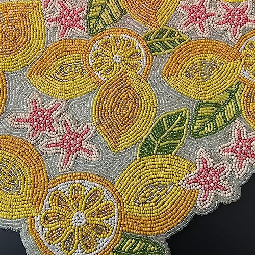 Enliven Handmade Lemon & Leaves Beaded Table Runner, 13x36 Inches Lightweight Decorative Table Runner, Perfect For Dining/Wedding/Party/Everyday Use & Easy To Clean, Elegant Beaded Runner (Multicolor) - Image 4