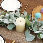 SHACOS Artificial Flocked Lambs Ear Garland with Eucalyptus Fern Leaves - Image 4