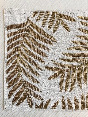 Enliven Handmade Gold Leafs Beaded Table Runner, 13x36 Inches Lightweight Decorative Table Runner, Perfect for Dining/Wedding/Party/Everyday Use & Easy to Clean, Elegant Beaded Runner - Image 3