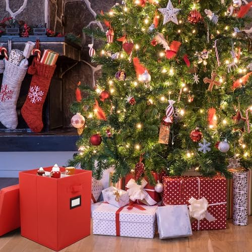 2 Pack 16 Inch Large Christmas Nutcracker Storage Box Hold 18 Nutcrackers Figurine Collectible Storage Box for Holiday Decor Carolers Santa Figure or Nut Cracker Ornaments(Normal,Red) - Image 3