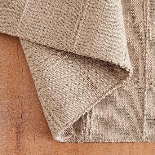 ZeeMart Linen Checked Farmhouse Placemats Set of 6, Taupe 13x19in - Image 3