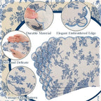 Christmas Cloth Napkins, 12 Pcs, Blue Floral with Light Blue - Image 3