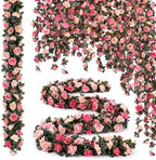 Suncalla 30 Pcs 246ft Flower Garland Artificial Vine with Green Leaves Hanging Fake Flower Vines Ivy Garlands Wall Garden Decor for Room Wedding Birthday Arch Decor (Pink) by Unknown