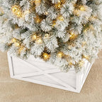 Glitzhome Christmas Tree Collar, Farmhouse Rustic 26" L Washed White Wooden Tree Collar Tree Base Cover Christmas Tree Skirt Collar for 9ft Tree - Image 6