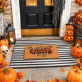 Halloween Welcome Door Mat Combo Set, Spider Web Coco Coir Doormat -3'x5' Black and White Striped Rug, Autumn Front Porch Entryway Decor Floor Mat by Fallovea