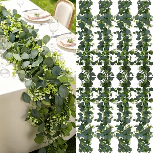 4Pack Faux Eucalyptus Garland, 5.9FT Artificial Eucalyptus Vine by Wenhuidr