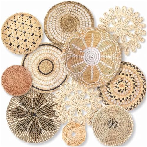 11 Pcs Boho Wall Basket Decor, Bulrush Woven Wall Hanging (Savanna) by Unknown