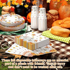 Pickmesh 250 Pcs Fall Party Tableware Set, Fall Pumpkins, Orange - Image 6