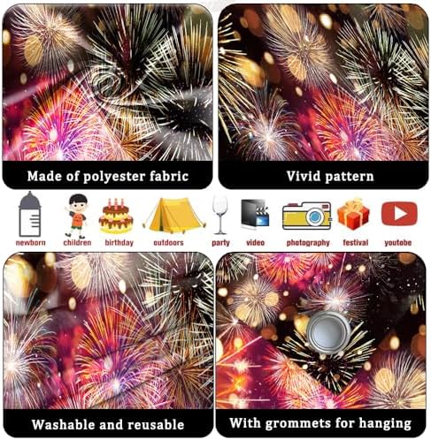 7x8ft Gorgeous Fireworks Garage Door Banner Cover Happy New Year 2025 Photography Backdrop Colorful Blurry Bokeh Fireworks New Year's Eve Celebration Countdown to New Year Banner Party Decor - Image 4