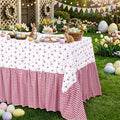 Red Ruffle Tablecloth Plaid Table Cloth - 80 x 120 Inch Waterproof Tablecloths Rectangle Washable Polyester Red bow Table Cover for Birthday Wedding Dinner Picnic Mother's Day Party Decoration by Fanqisi