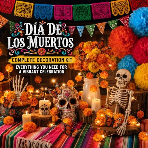 87 Pcs Dia De Los Muertos Decorations Day of The Dead Decor Set for Diwali Party Ofrenda Altar Decor - Image 3