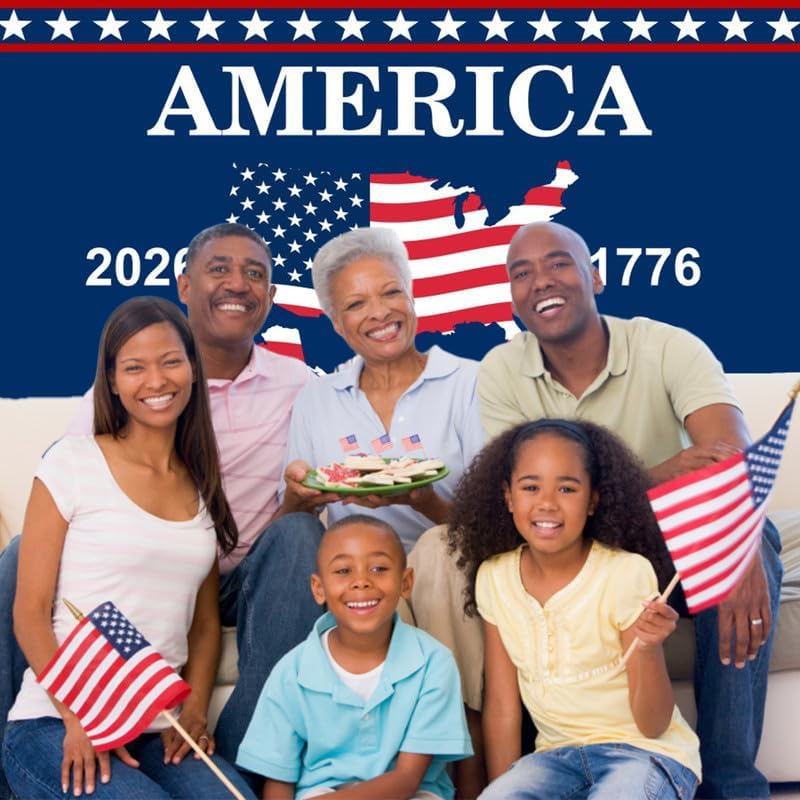 4th of July Backdrop Decorations 250th Anniversary USA Flag Patriotic Backdrop 15x8ft Banner Independence Day Photography Background Theme Party Decorations Supplies Photo Studio Props - Image 5