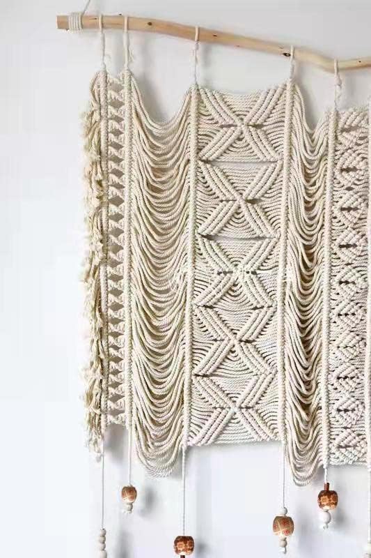 kiido Large Macrame Wall Hanging, Hand Woven Bohemian Tapestry, BoHo Wall Decor [With 2 Assemble Wooden Sticks] -Ethereal - Image 5