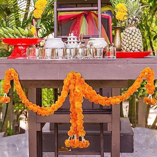 Giegxin 10 Pack Marigold Garland 5 ft Artificial Orange Diwali - Image 6