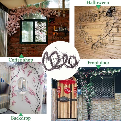 118" Brown L Fake Flexible Tree Trunk Twig Cane Grapevine Garland Hanging - Image 3