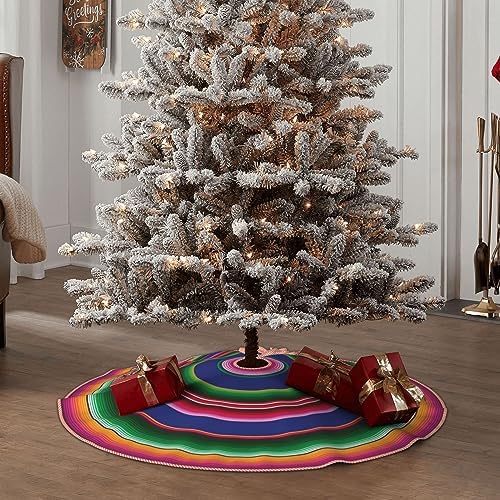 Christmas Tree Skirt 48 Inch, Serape Stripes Mexican Bold Colors - Image 7