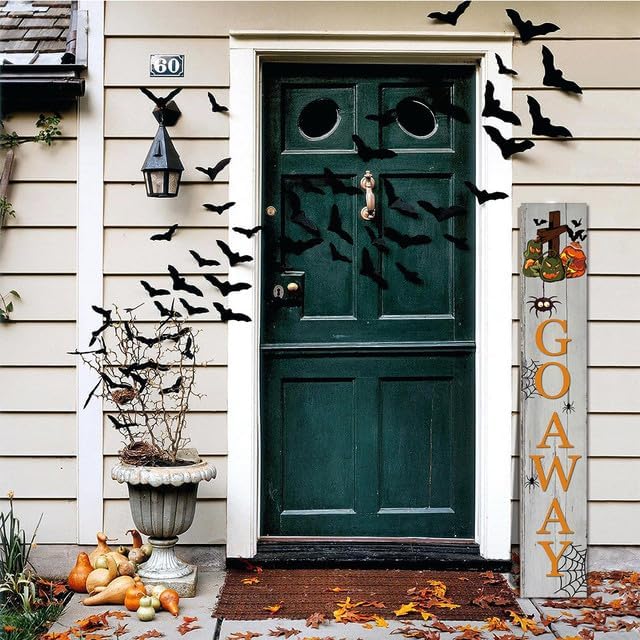 Halloween Porch Board Sign, Cute Halloween Go Away Signs or Lean Against Wall Standing Sign, Unwelcome Halloween Decorative Plaques for Front Door Outdoor 48"×8" - Image 2
