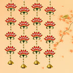 Divyakosh Door Hangings for Home | 4 Red Lotus with Bell Latkans, Size - 24 Inch Each | Temple & Pooja Decoration Items - Image 7