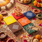 Kolam Trays Indian Return Gifts, Ganesh Pooja Chowki, 12 Pcs, Colorful - Image 4