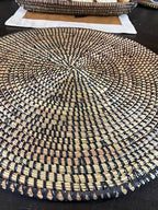 Senegal Placemats/African Bohemian Woven Seagrass Placemats/Natural Wicker Round Basket Placemats/Decorative Hanging Wicker Plates/Hanging Wall Decor (Black) - Image 7