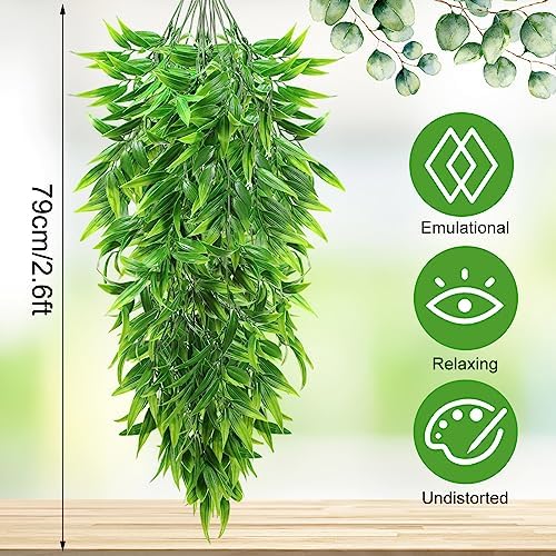 Hoteam 12 Pcs Artificial Hanging Greenery Plants, Bamboo Leaf - Image 2