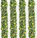 4Pcs Eucalyptus Garland with Lights, Greenery Garland, Green Garland with Flowers, 5.9FT Artificial Faux Eucalyptus Leaves Vines for Table Mantle Home Wedding Party Indoor Outdoor Decor by Waipfaru