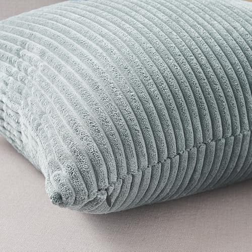 Topfinel Decorative Throw Pillow Covers Aque Teal Blue Gray Series,Summer Corduroy Striped Toss Pillows for Couch,Patio,Balcony,Children Bedroom,Modern Fluffy Blue Gradient Shams 20x20 Inch Set of 4 - Image 3