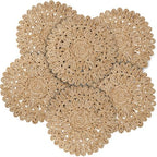13.8" Set of 6 Corn Husk Woven Round Placemats by DaiVuCrafts by DaiVuCrafts