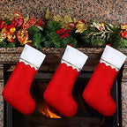 Zubebe 60 Pcs Felt Christmas Stockings Bulk, 15'',White Trim, Red - Image 4