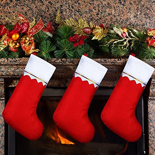 Zubebe 60 Pcs Felt Christmas Stockings Bulk, 15'',White Trim, Red - Image 4