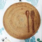 i-lan Set of 6 Round Rattan Placemats 12 Inch - Handmade Woven Wicker Table Mats, Heat Resistant Trivets for Hot Dishes, Decorative Boho Farmhouse Charger Plates for Kitchen Dining Table & Party - Image 6