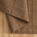 ZeeMart Linen Checked Farmhouse Placemats Set of 6, Roasted Brown 13x19in - Image 3