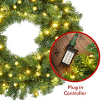 Casafield 30" Pre-Lit Fir Artificial Christmas Wreath Holiday Décor, 100 LED Lights, 350 PVC Tips for Front Door, Window, or Mantel - Image 3