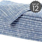 Cotton Clinic 12 Pack Farmhouse Style Slub Textured 18x18 Cloth Dinner Napkins, 100% Cotton for Everyday Use and Events - Soft and Durable Cocktail Napkins, Wedding Dinner Napkins, Navy Blue - Image 2