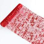 Snowkingdom Red Sparkly Table Runner Glitter Sequin Glitter Metallic Foil Mesh Lace 11 Inch x 49 Feet Long Roll Centerpieces Decorations for Wedding Anniversary Mother's Day Valentine Party Birthday by Snowkingdom