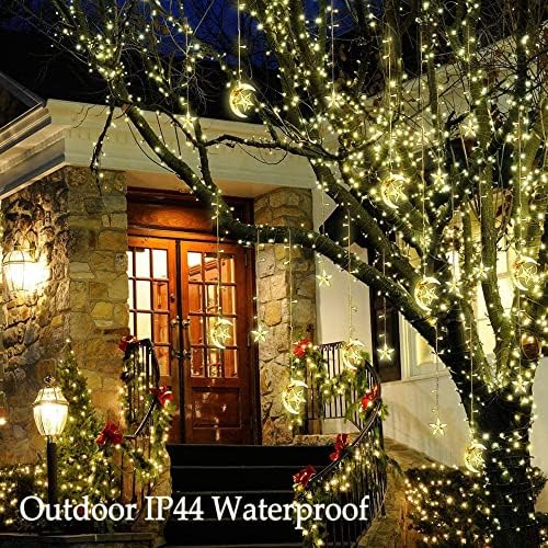 FUCHSUN 138 LED Moon Star Curtain String Lights Crescents Ramadan Lights - Image 6
