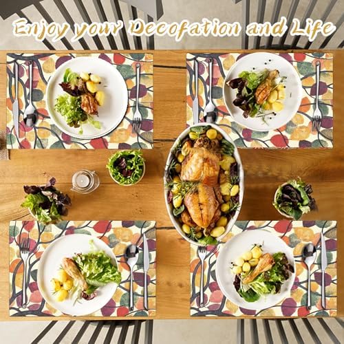 Rainbow Tree Placemats Set of 4 - Faux Leather Resistant Placemats for Dinner Table, Non-Slip Waterproof Oil-Proof Washable Reusable Placemat for Indoor Outdoor Kitchen Decor, 15.75In*11.81In - Image 4