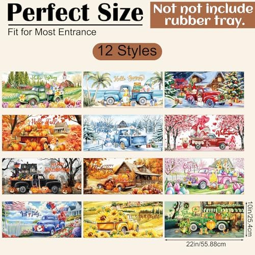 Nuanchu 12 Pack Seasonal Doormat Inserts, 10x22 in, Interchangeable, Truck - Image 2