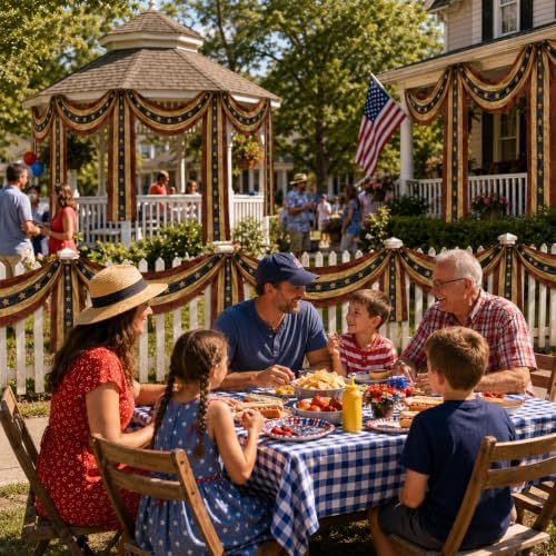 2 Pack Vintage Patriotic Bunting 20 ft Large American Flag Porch Banner Tea Stained American Flags for Patriotic Indoor Outdoor Independence Day Party Decor - Image 6