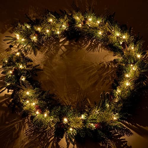 9Ft Pre-lit Christmas Garland with 50 LED Lights Battery Operated,Holiday Decoration Stairs Wall Mantle Door Indoor Outdoor - Image 4