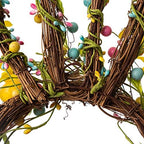 Glitzhome 24.8”H Easter Bunny Spring Wreath with Ribbon Bow Easter Eggs for Front Door Wall Decoration Easter Rabbit Garland with Colored Eggs Berries Wall Front Door Easter Decoration - Image 5