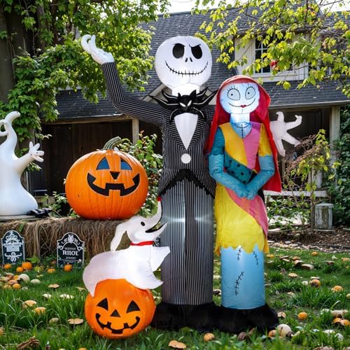 Nervure 6Ft Halloween Decoration Outdoor Inflatable - Halloween Inflatable Decorations with Skeleton Dog and Pumpkin- Blow Up Inflatables with Built-in LED Lights for Yard Garden Lawn Decor by Nervure