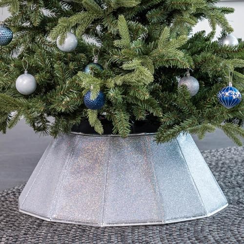 HarcoHome Dazzling Christmas Tree Collar, 26" D Foldable Crystal Christmas Tree Skirt, Handmade Xmas Tree Stand Base Cover for Christmas Tree Decoration (White, Diamond) by HarcoHome