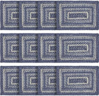 VHC Brands Farmhouse Great Falls Blue Table Placemat, Blue White, Jute Blend, Rectangle, 10x15 Inches, 12 Pack 12 Pack by VHCBrands