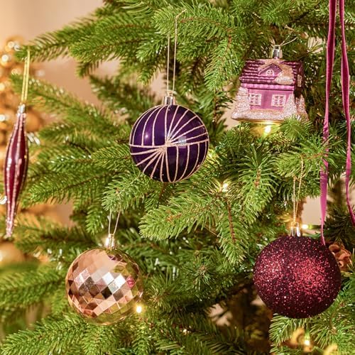 JORNOY 106Pcs Christmas Ornaments Bulk, Shatterproof Plastic Hanging Balls Bulbs Assorted Decor for Tree Decorations Home Holiday Party with Lanyard, Jewel Tone - Image 2