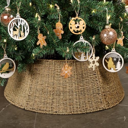 Blissun Christmas Tree Collar, 26.8" Rattan Farmhouse Christmas Tree Ring, Natural Woven Rustic Christmas Tree Skirt (Nature, X-Large) by Blissun