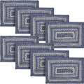 VHC Brands Farmhouse Great Falls Blue Table Placemat, Blue White, Jute Blend, Rectangle, 10x15 Inches, 8 Pack 8 Pack by VHCBrands