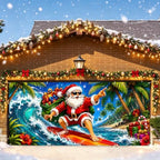 7x16FT Merry Chrismas Garage Door Banner Gingerbread Deer Snowman Santa Claus Beach Garage Door Cover Decoration for Chrismas Outdoor Decoration by FOREVERQUEEN